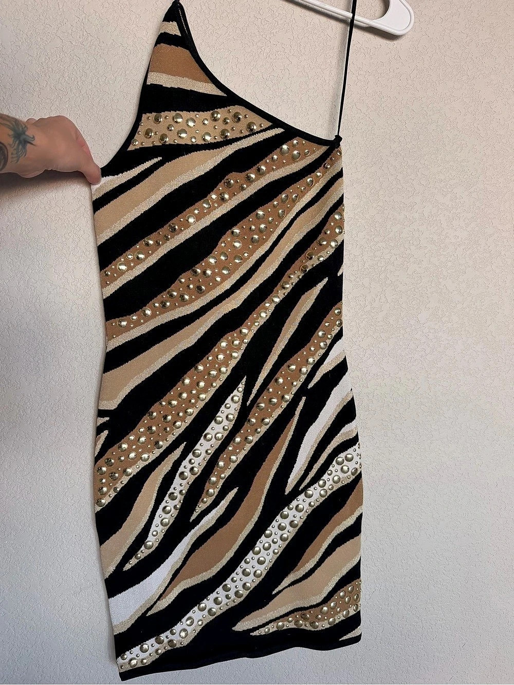 Michael Kors Studded Tiger Jacquard Mini Dress Animal Print Mini Dress Size XS